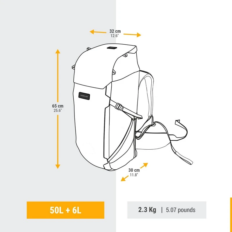 Mochila trekking y montaña 50+6L Forclaz TRAVEL900 - Imagen 6